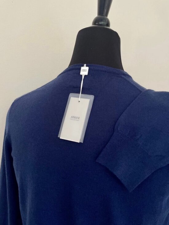 New Armani Collezioni V Neck Blue Sweater L size - Picture 1 of 7
